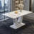Modern 7-Piece Dining Set With Faux Marble Tabletop And 6 Upholstered C-Frame PU Leather Chairs-816305826-816305821