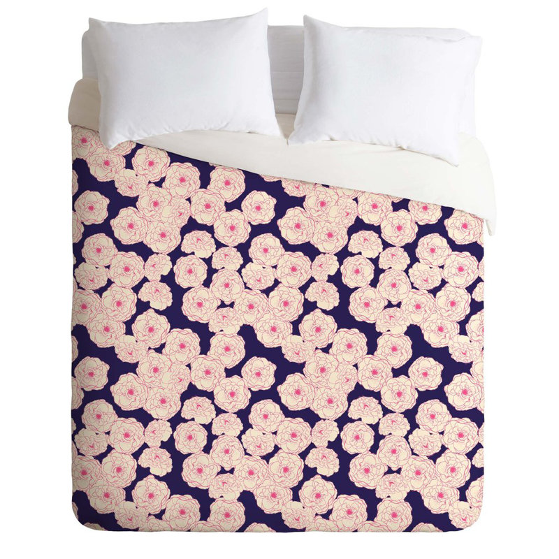 Joy Laforme Polyester Floral Duvet Cover, King Duvet Cover + 2 King Shams