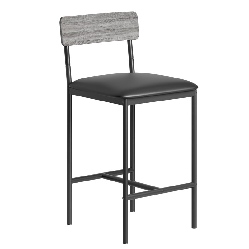 Ensemble de 2 tabourets de bar rembourrés à hauteur de comptoir, Gris