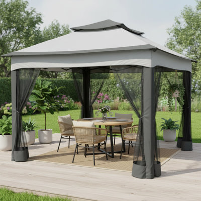 Pavillon de jardin escamotable 11 x 11 avec moustiquaire 