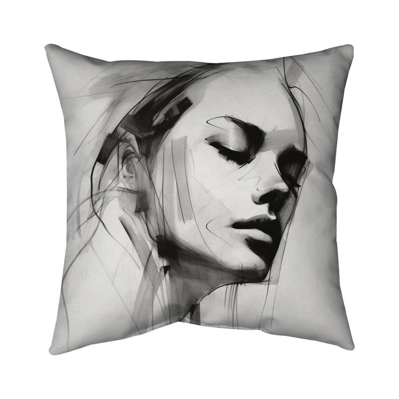 Feminine Traits - Gray Black & White – Throw Pillow Cover Only, Double-Sided Print, Insert Not Included