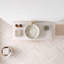Meuble-lavabo mural simple 36 po x P 18 po x H 34 po à grain de bois chêne brun avec vasque ronde en céramique blanche à motif pierre matte et plateau en pierre-132746143
