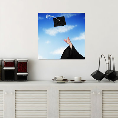 1990S Graduate Tossing Mortarboard Hat Into Air Classic Retro Vintage Wall Art