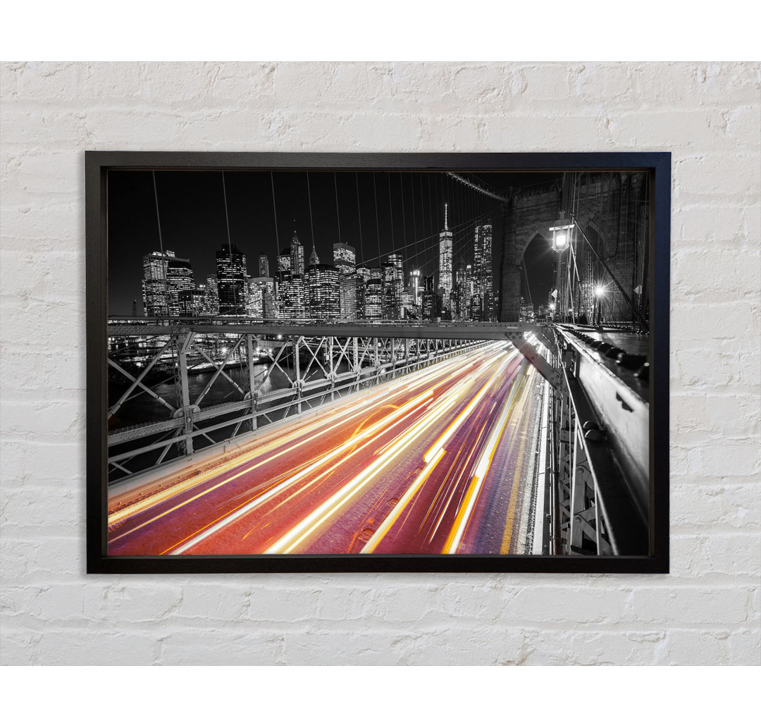 Lichtgeschwindigkeit auf der Brooklyn Bridge 2 - Einzelbildrahmen Kunstdrucke auf Leinwand