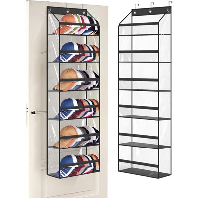 Clear Over The Door Hat Racks For Baseball Caps, Large Holds Up To 72 Caps Hat Storage Organizer For Closet Wall, Deep Pockets Hanging Hat Holder With 3 Hooks