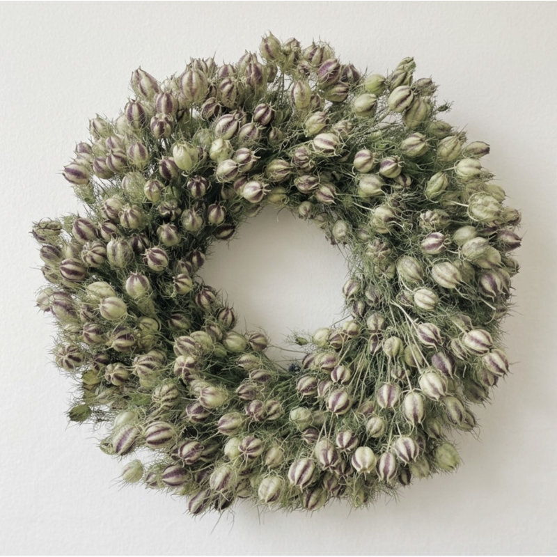 Dried Nigella Spring Wreath, 22" H x 22" W x 5" D