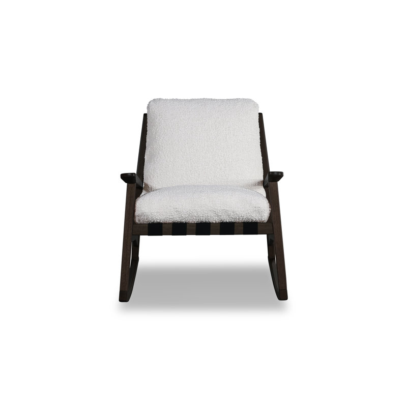 Chaise berçante Mid Century, Tapioca Premium Boucle, Charcoal