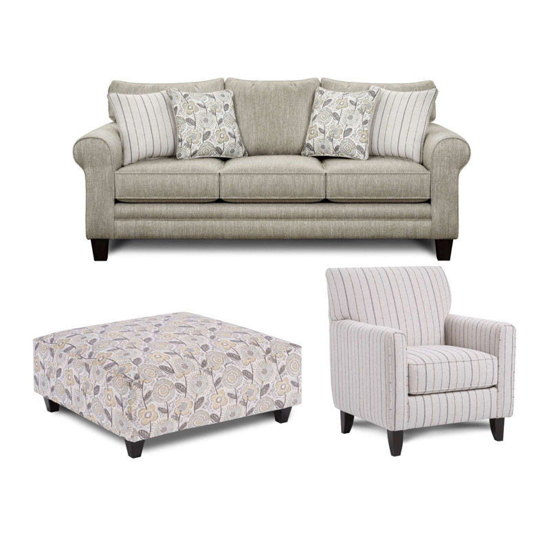Canapé-lit, fauteuil d'appoint et repose-pieds Vandy Heather