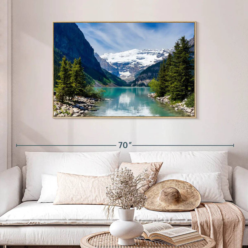 Splendide lac Louise, Cadre flottant en bois naturel, 46 po x 31 po