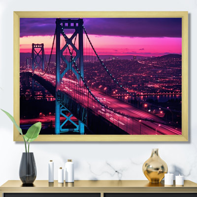 «San Francisco Skyline And Bay Bridge», reproduction d'art sur toile encadrée