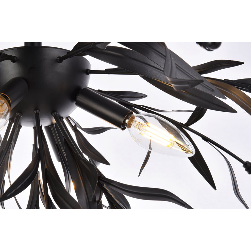 Guriopal Flush Mount, Black, 14.5"H x 18.5"W x 18.5"L