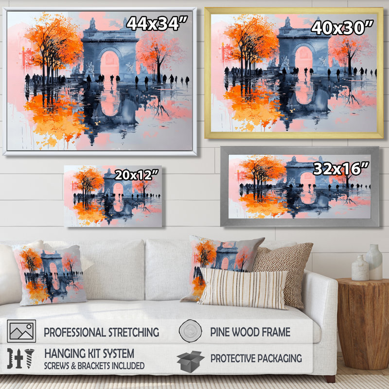 Abstrait Arc de Triomphe à Paris I - City Paris Wall Art Living Room, 12" H x 20" W, Picture Framed Print, Black