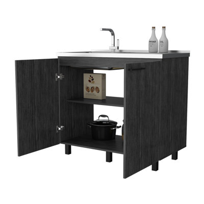Oklahoma 2 Utility Sink with Cabinet and Aluminum Countertop in Gray