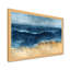 Vagues océaniques abstraites bleues et blanches rencontrant la côte II - Tableau encadré-1096783095-1310750181