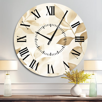 Horloge murale minimaliste en métal - Motif Feuilles d'automne botaniques I