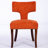 Mid Century Modern 2 Dining , Orange Linen Upholstered Chairs With Curved And Copper Nails, Hardwood Build For Stability, Foam Cushion A Relaxing Seat Of 2 Chairs, Orange. Fabric Chair Decorated