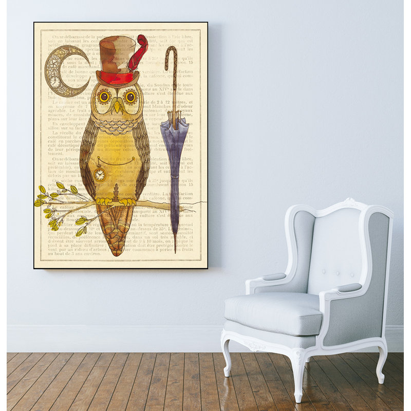 « steampunk hibou i » par elyse deneige-picture cadre, impression sur papier, H 20 po x l 16 po