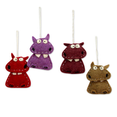 Handmade Fabric Animals Holiday Shaped Ornament