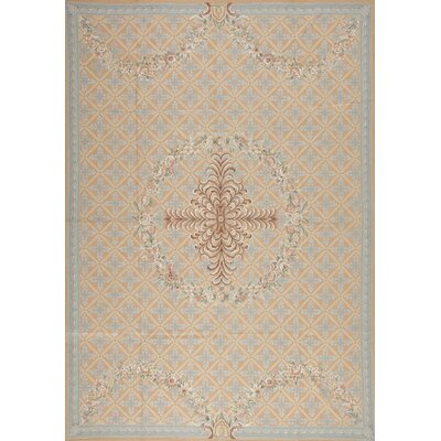 Highland Needleworks Floral Handwoven Wool Baby Blue/Ivory Area Rug -  Samad Rugs, Maclaren 2.6 X 8.0