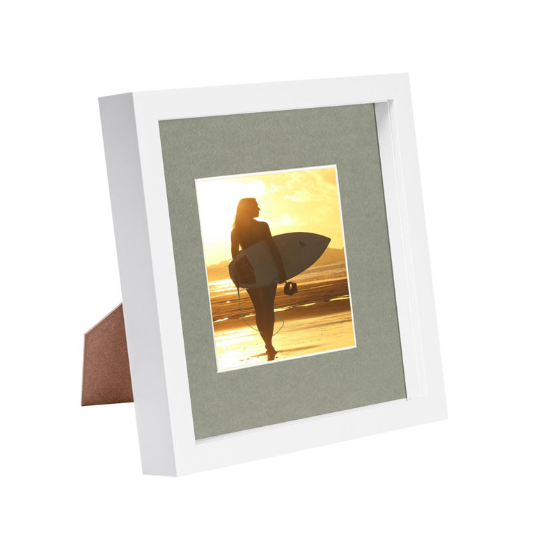 Nicola Spring - 8" x 8" White 3D Box Photo Frame, Grey, 4" x 4"