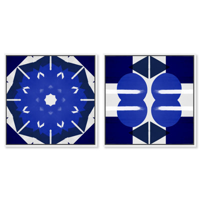 Geometry Studies Diptych Canvas Print Modern Wall Art Set by Art Remedy, Black Frame, 12 x 12