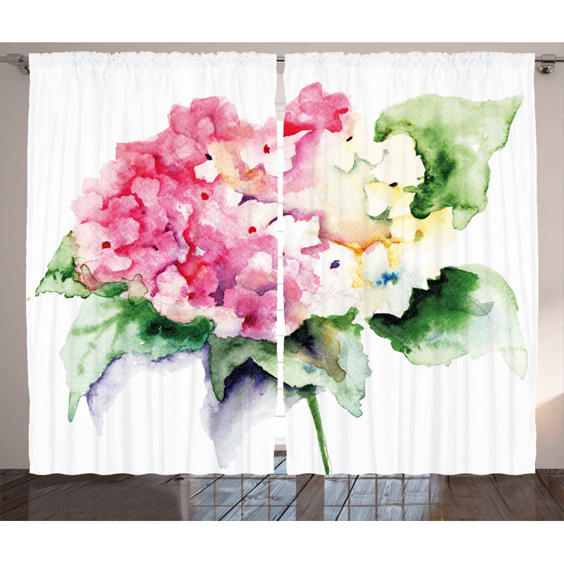 Hydrangea Semi-Sheer Rod Pocket Curtain Panels, 54" W x 84" L