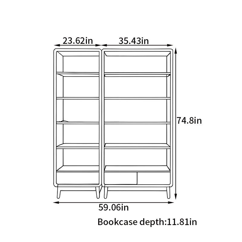 New Chinese style bookcase, (10 Shelves) 74.8"H x 59.06"W x 11.8"D, Dark Brown