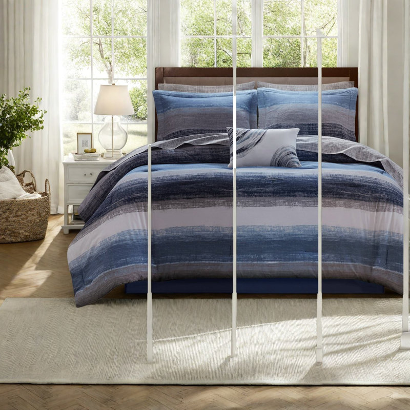 Ensemble de literie haut de gamme de qualité supérieure en microfibre bleu marine de qualité supérieure