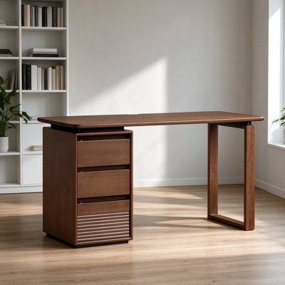 Dark brown rubberwood small-sized writing desk