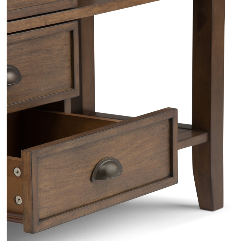 Rustic Natural Aged Brown Wood Console Table with Storage