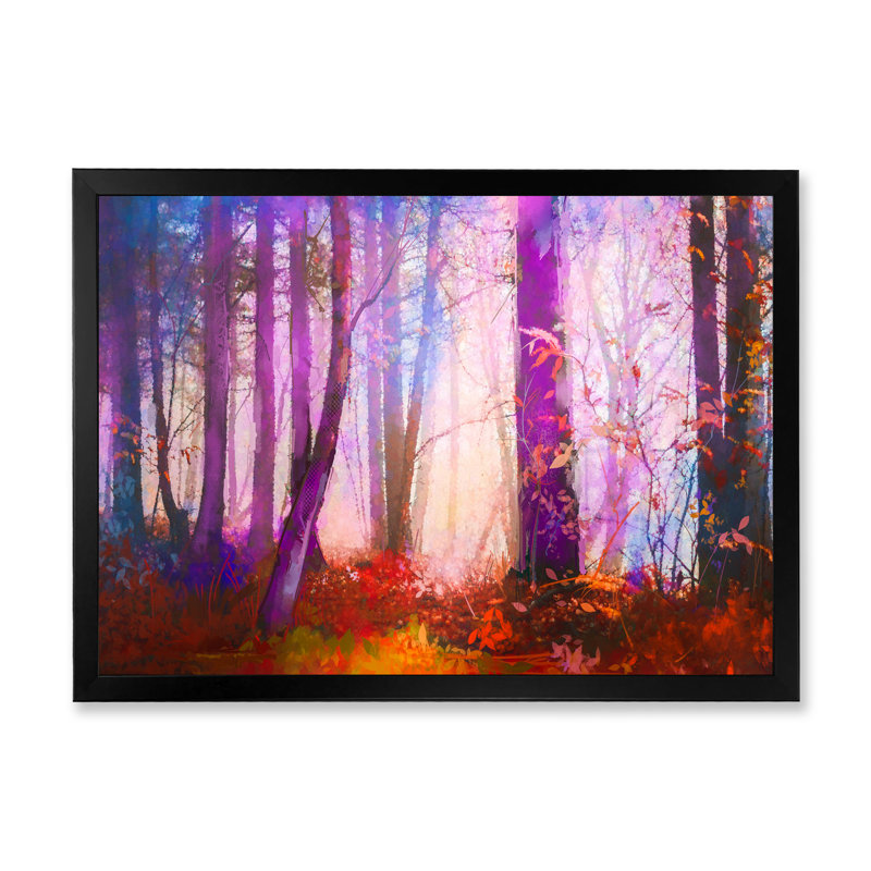 «Abstract Mystic Autumn Forest», reproduction sur toile flottante, H 30 po x l 40 po x P 1,5 po, Cadre photo noir