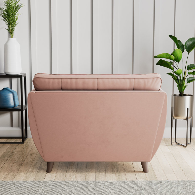 Hoxton Upholstered Chair And A Half, Pink, Dark Brown Wood