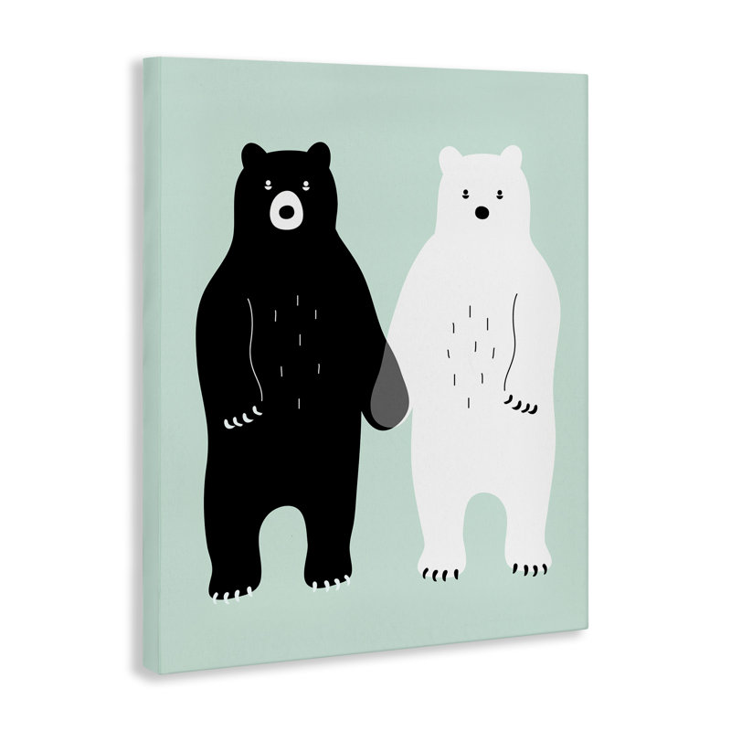 Art mural sur toile "Bears tenant par la main", design par Andy Westface, H 48 po x l 36 po