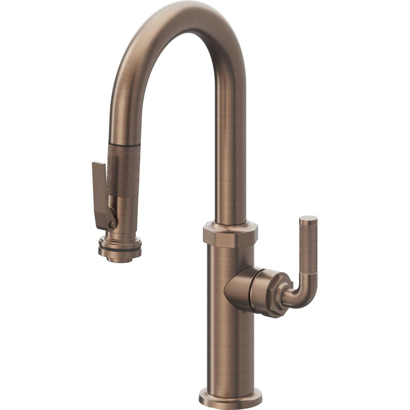 Descanso Kitchen Pull-Down Prep/Bar Faucet with Squeeze Sprayer, Satin Bronze