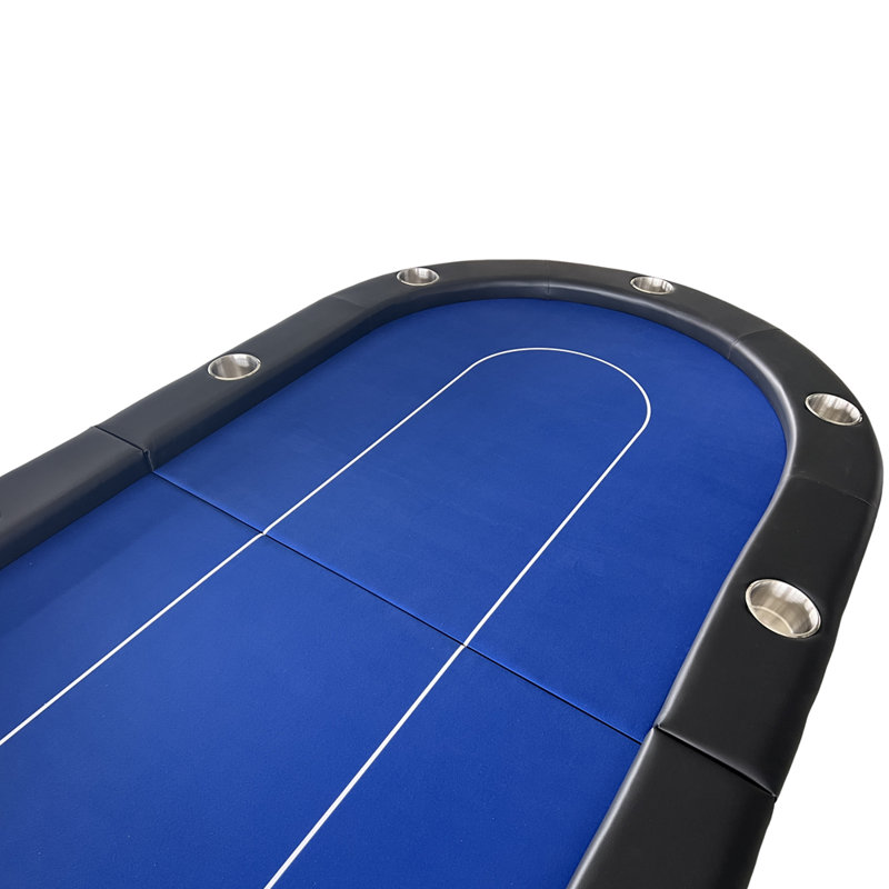 Table de poker pliable 94 pouces avec roues pour 10 joueurs, bleu, Bleu
