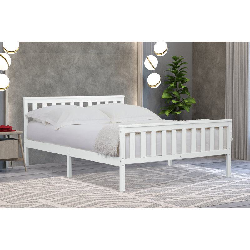 Amecia Solid Wood Bed, White, Kingsize (5')