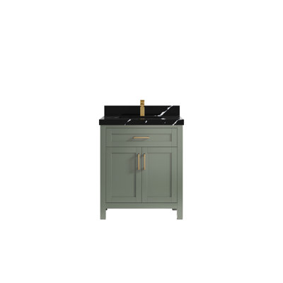 Cambridge 30 In. W X 22 In. D Single Sink Bathroom Vanity In Evergreen With 2 In. Carrara Quartz