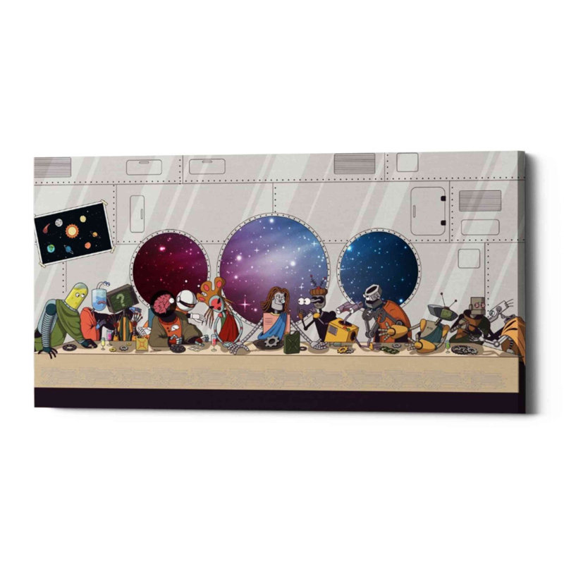 'The Robot's Last Supper' Canvas Wall Art, 12" H x 24" W x 0.75" D