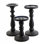 S/3 Matte Black Glass Pedestal L:4.4X4.4X11.75" M:5X5x10.4" S:5X5x7.5"