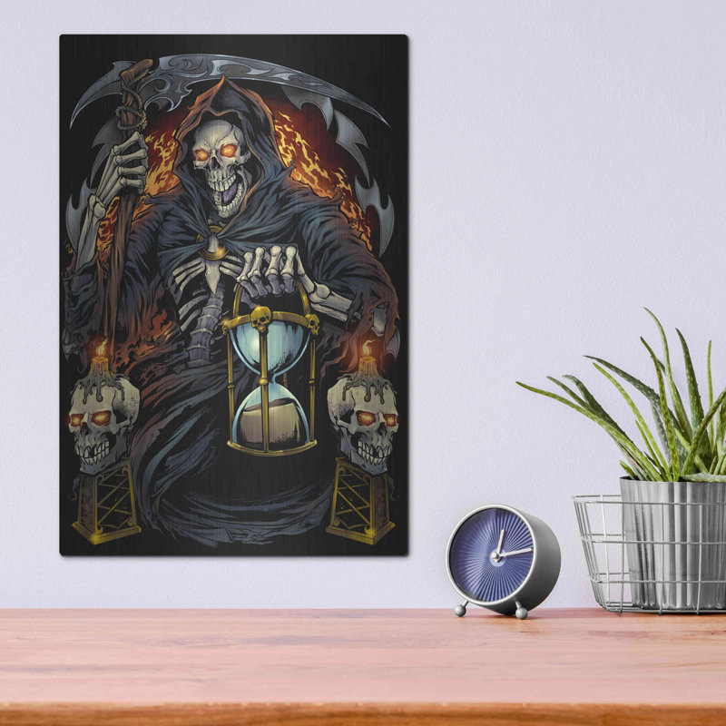 Trinx «Grim Reaper With Hourglass» par Flyland Designs, art mural en métal, H 16 po x l 12 po