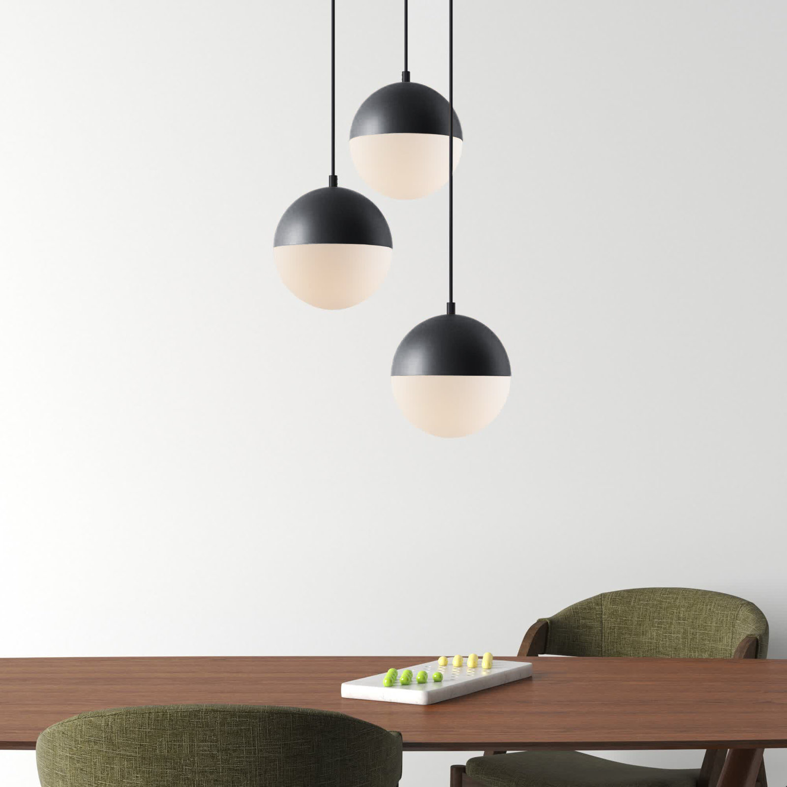 Hastings 3 - Light Cluster Globe Pendant, Black