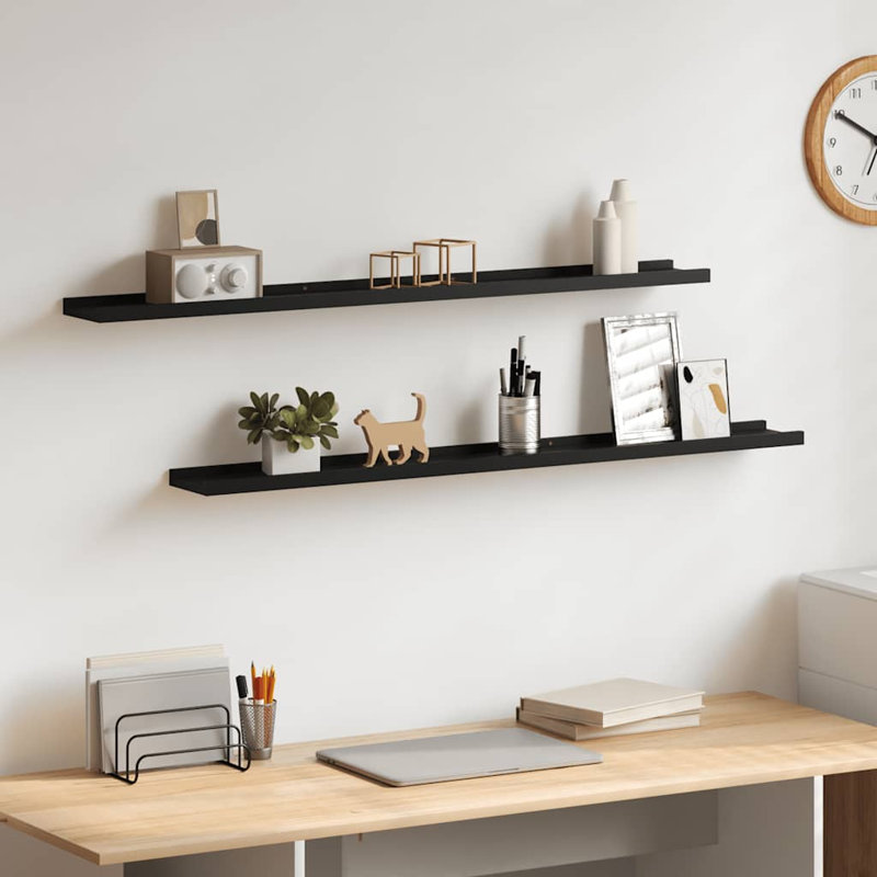 Wall Shelf Floating Shelf Wall Mounted Display Shelf for Photo Frame, Black, 1.2" H x 39.4" W x 3.5" D