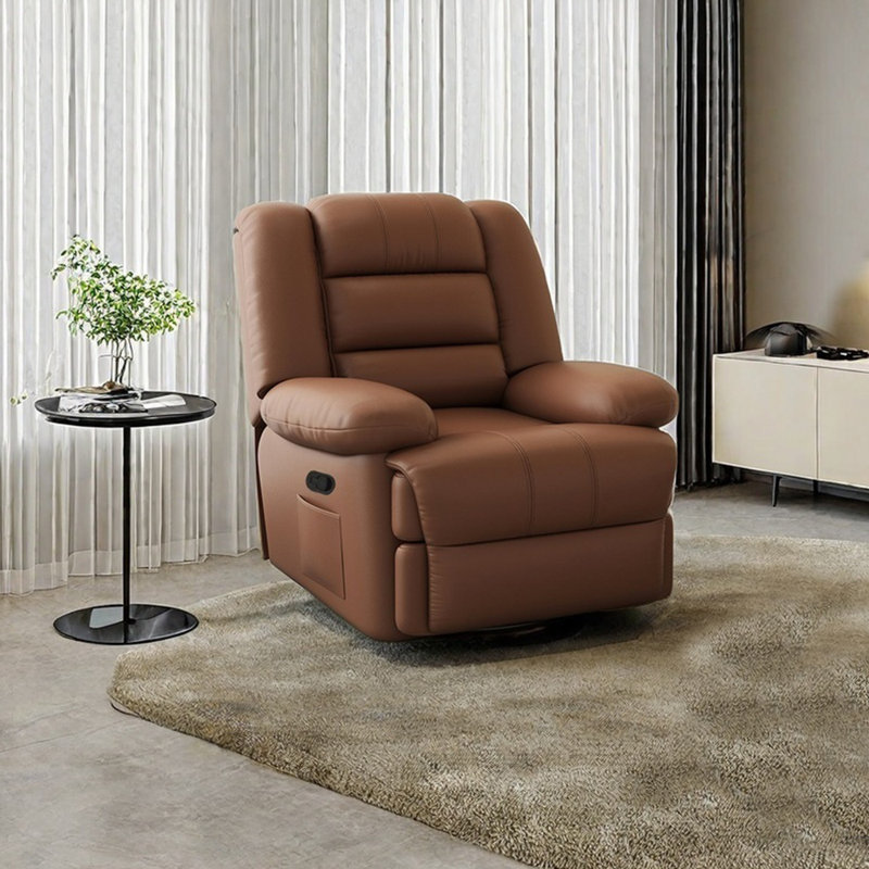 Ergonomic cat scratch leather recliner, Brown Faux Leather