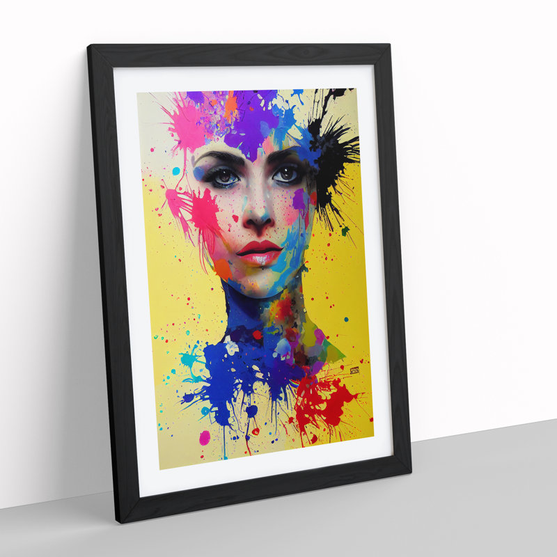 Paint Splashed Woman - Framed Print, Black, 64cm H x 46cm W x 2cm D