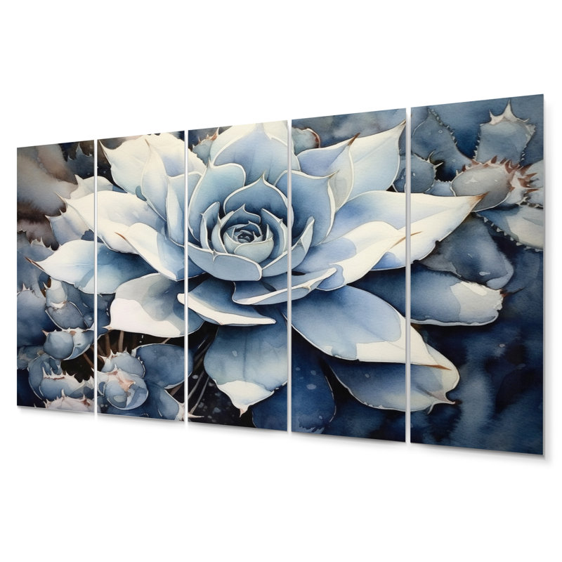 «Blue Blue Cactus Minimal Collage I», ensemble de reproduction d'art en métal floral