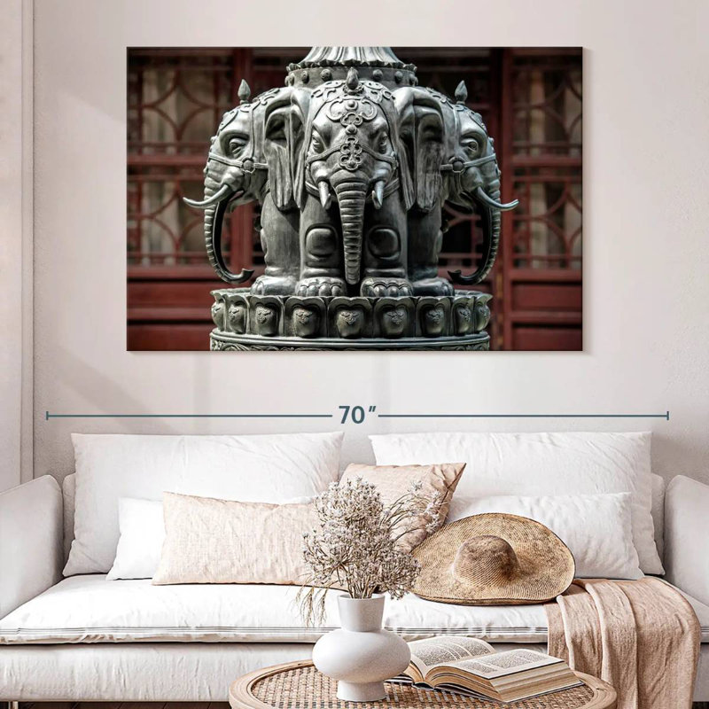 Nicci Buddhist Elephant Statue, 34" H x 51" W