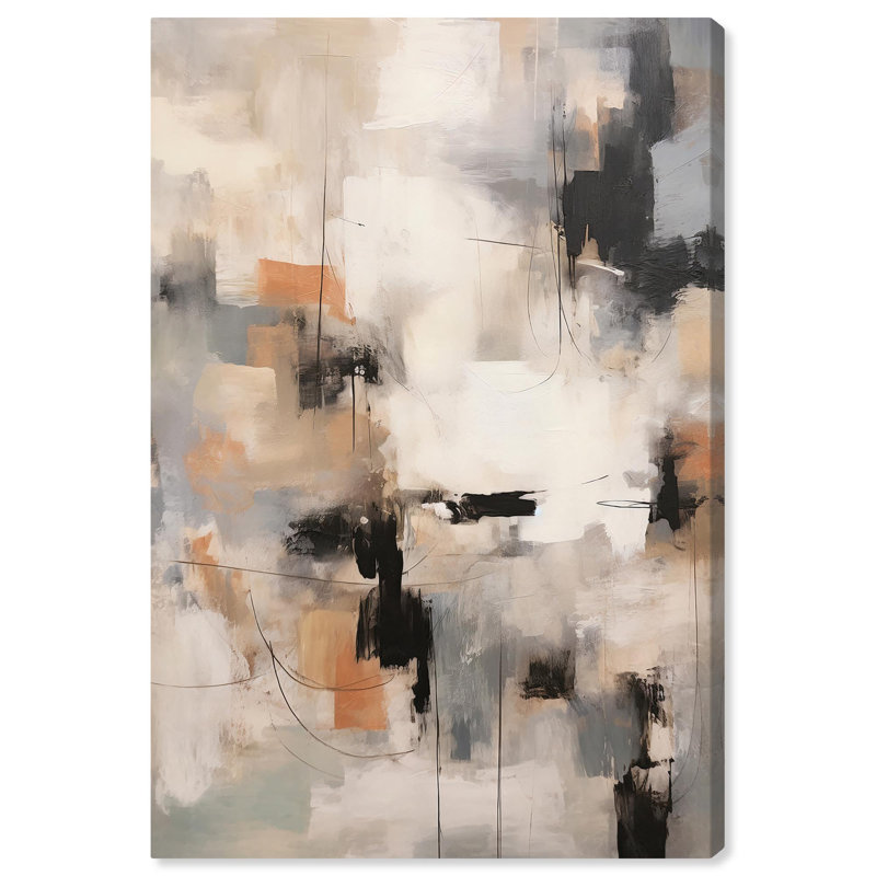 Muted Abstract Canvas Wall Art in Beige and Gray, 30" x 20"