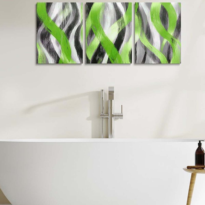 3 Piece Wrapped Canvas Print, Green