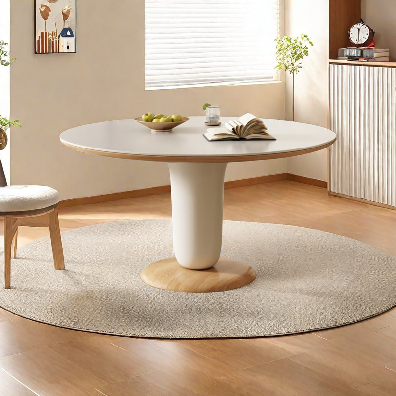Matte Rock Plate Round Dining Table, 29.5"H x 51.2"L x 51.2"W