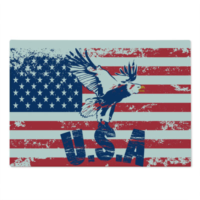 Ambesonne United States Cutting Board Large Size Grungy Flag and Eagle Navy White Red